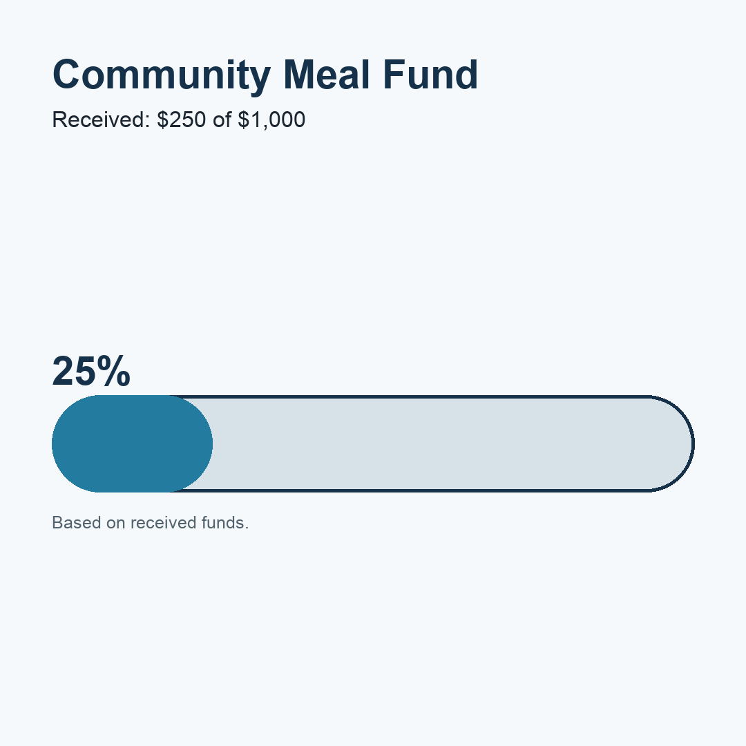 Square fundraising progress example showing 25 percent