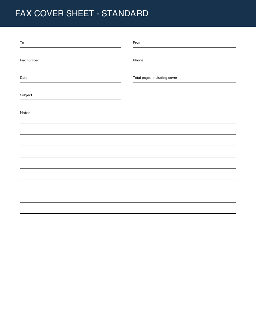 Preview of the actual standard Letter fax cover sheet