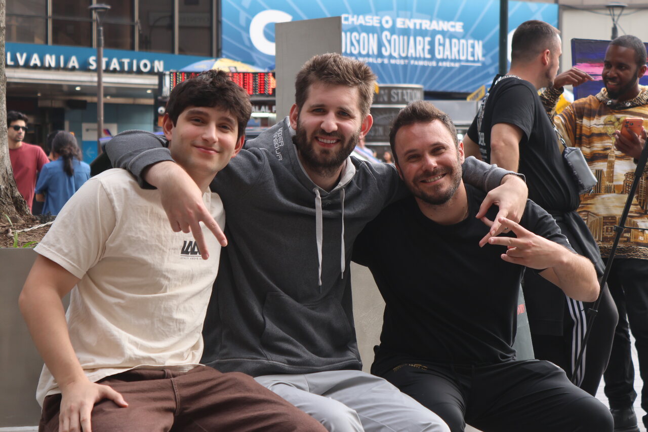 Josh Liljenquist with agent Zach Warren and an unnamed LAA intern outside Madison Square Garden in New York City.