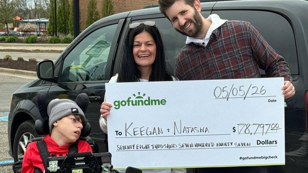 Josh Liljenquist with Keegan and Natasha after the safe van fundraiser