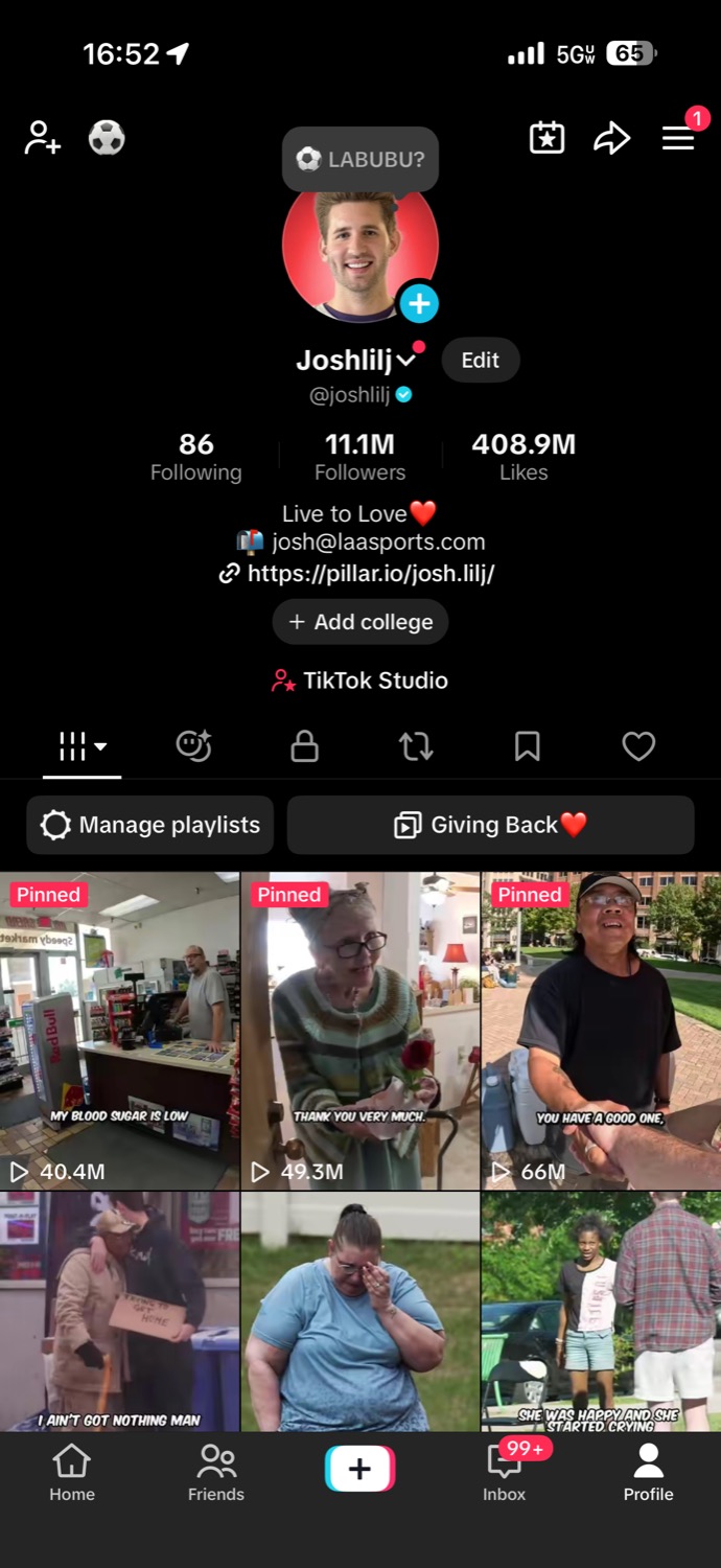 TikTok profile screenshot showing 11.1 million followers and 408.9 million likes