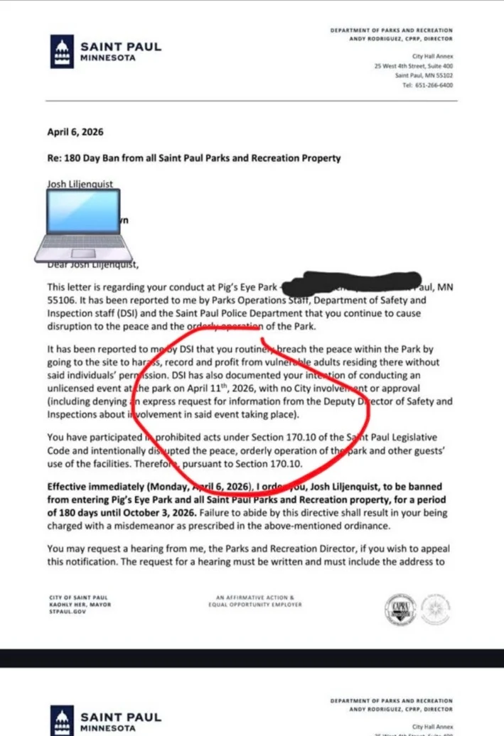 Privately received copy of the same letter with a red circle around the paragraph concerning April 11.