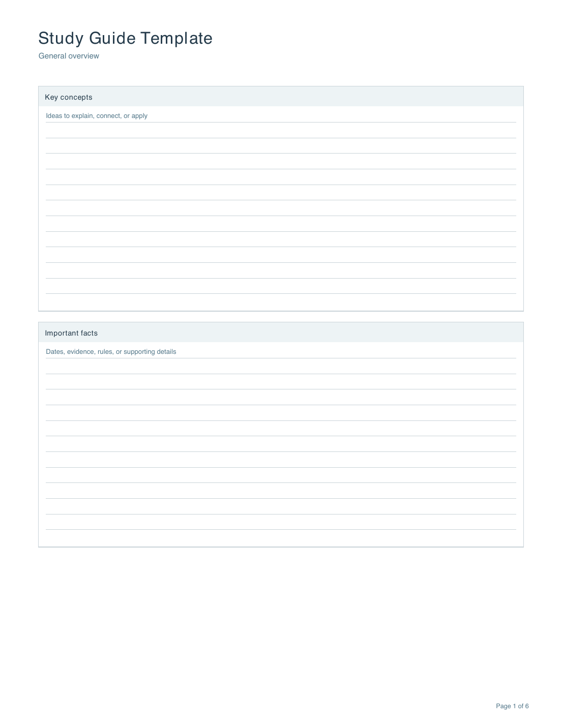 Actual Letter Study Guide PDF showing key concepts and important facts writing sections.