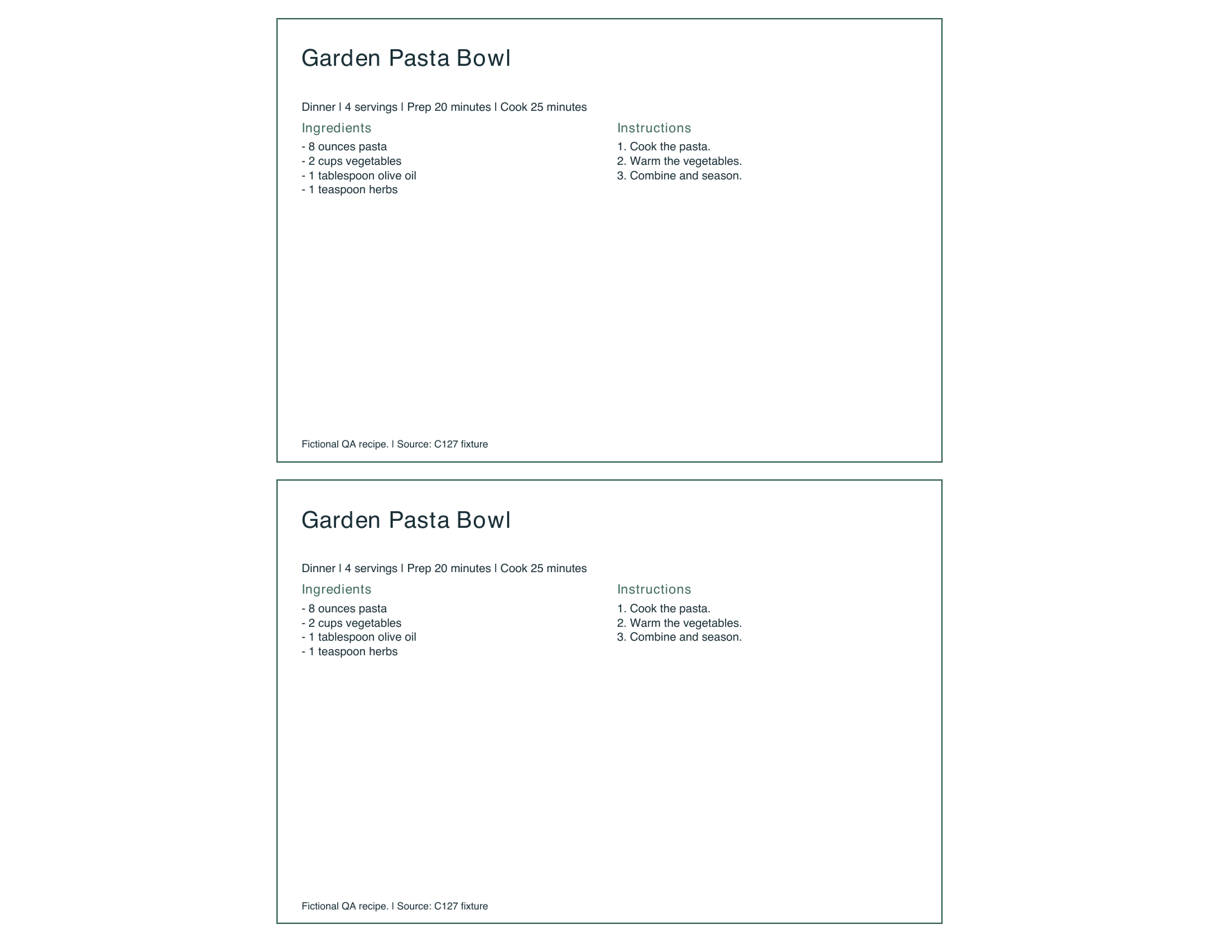 Generated 4 by 6 Minimal recipe card PDF showing a fictional pancake recipe.